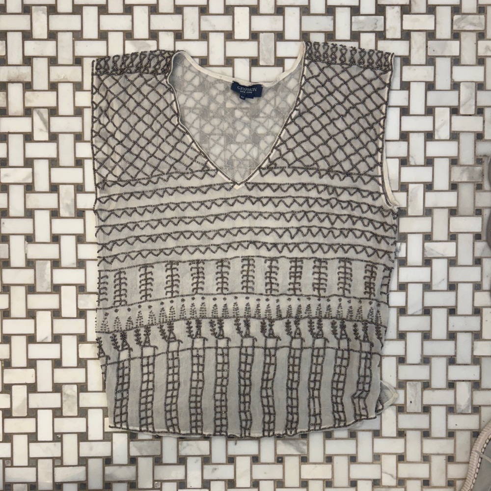 Gryphon Black and Cream Patterned Tank Top
